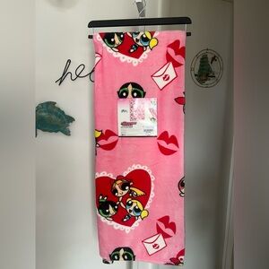 NEW Powerpuff Girls Valentines Heart Doilies Soft Plush Throw Blanket 50”x70”